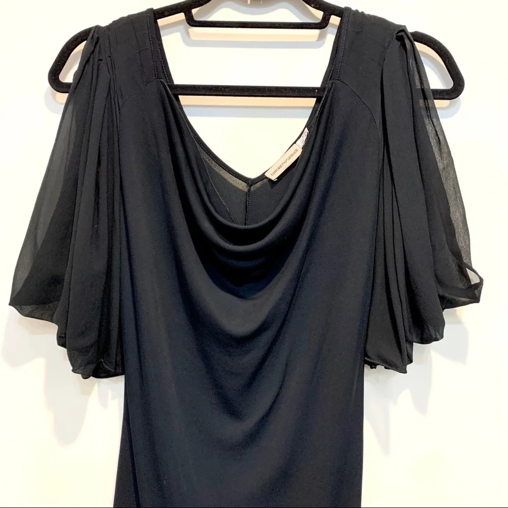 Emporio Armani Black Cowl Neck Cold Shoulder Dress - Picture 5 of 10